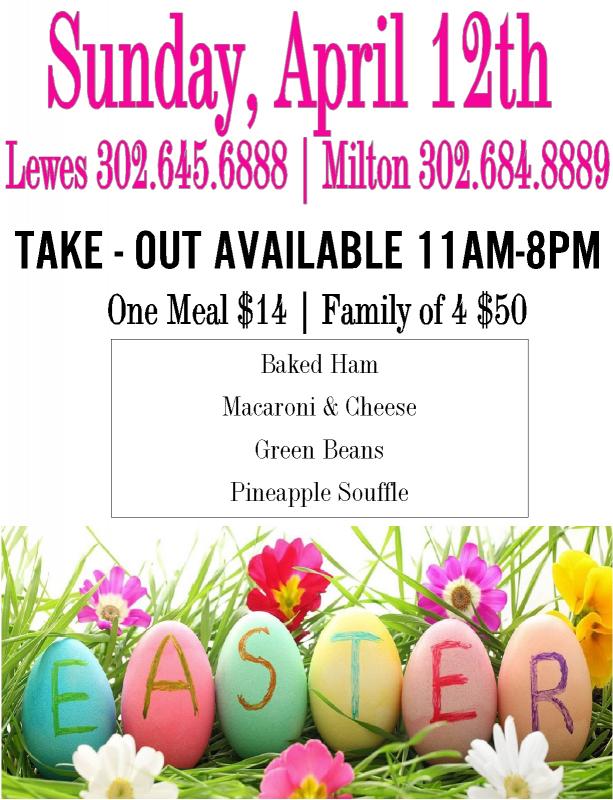 EASTER TAKE OUT FROM IRISH EYES! Cape Gazette